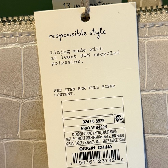 NWT A New Day Croc-Embossed Backpack Gray Faux Leather Minimalist Chic - Picture 8 of 12